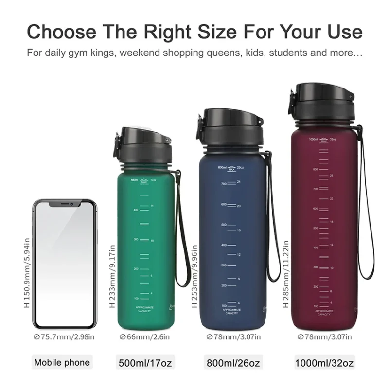 500/800/1000 ML Sports Water Bottle - Image 5